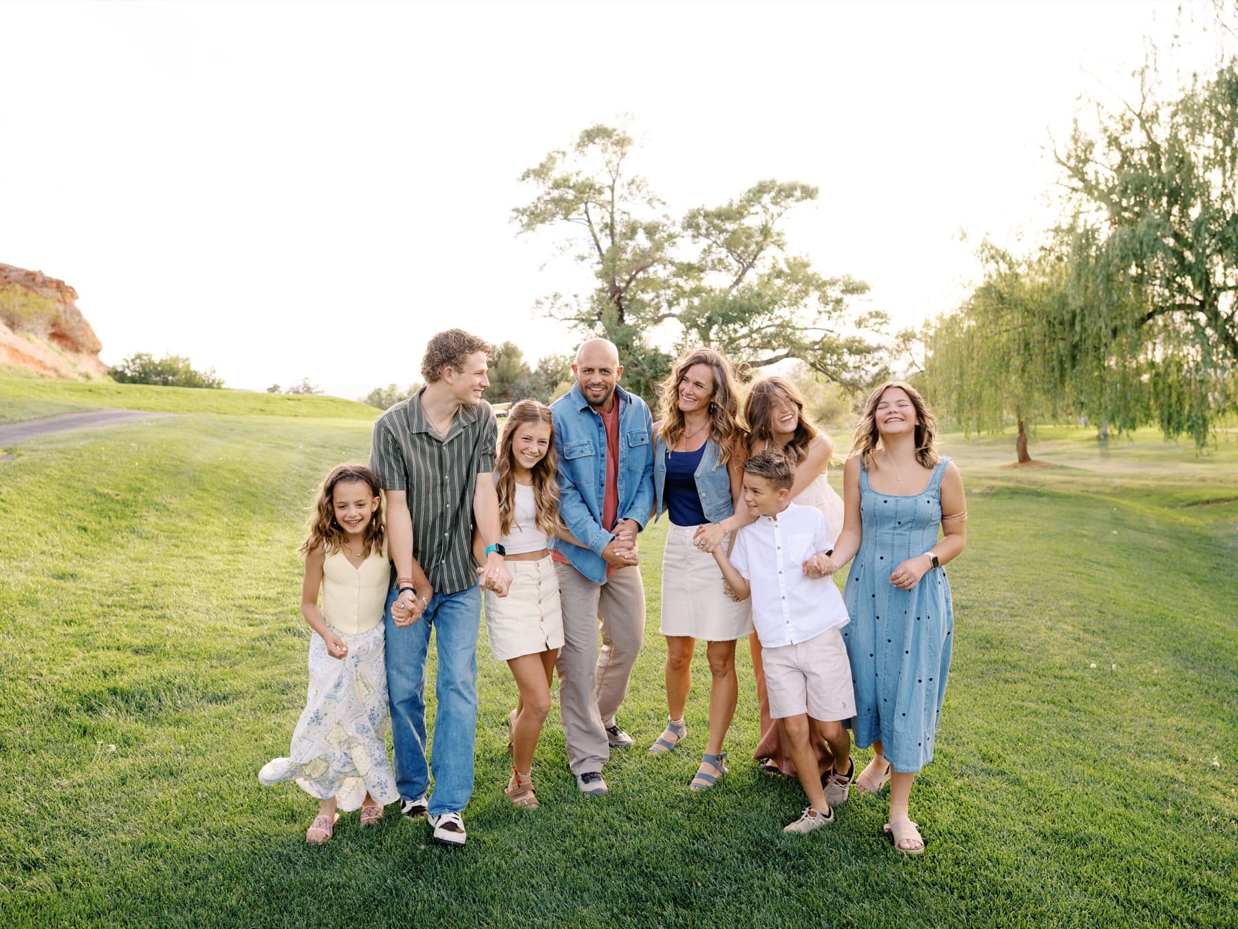 Natalie walking with her family